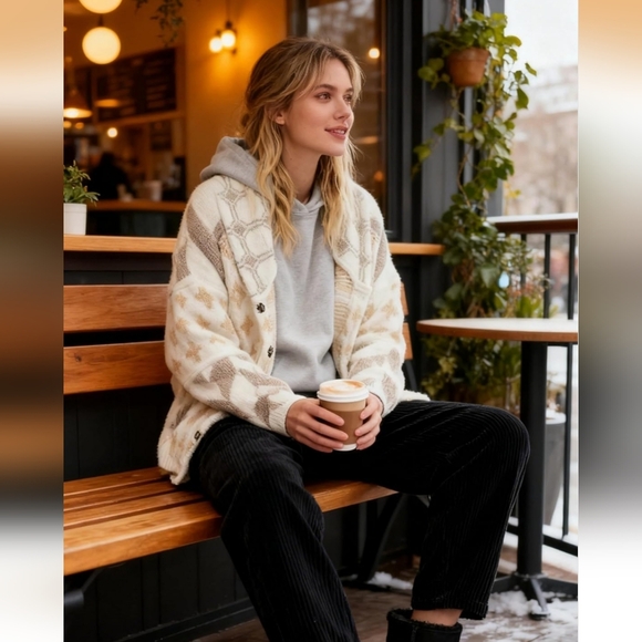 NWOT FREE PEOPLE BRIGHT OPTIMISTIC CARDIGAN IN NATURAL - Picture 12 of 13